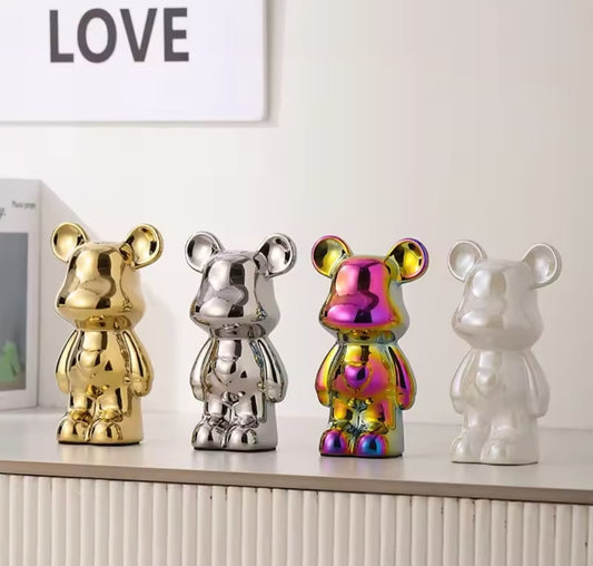 Shiny Chrome Bear Statue – Modern Room Aesthetic
