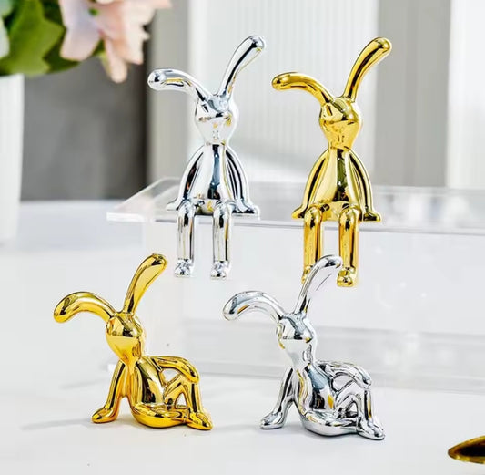2pcs Cute Long-Eared Bunnies for Home Decor